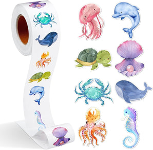 [RESIGILAT] Autocolante rotunde animale de mare, set 500 bucati