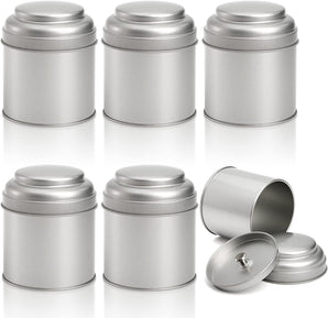 [RESIGILAT] Set 6 Containere pentru Ceai Vrac, 50g, cu Capace Etanșe Argintii