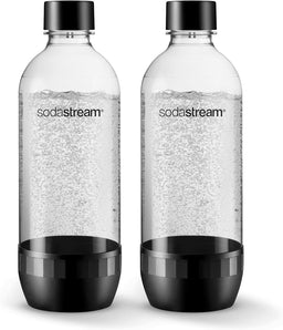 sodastream DuoPack Tritan 1L Ersatzflaschen für alle gängigen Wassersprudler mit Kunststoff-Flaschen mit Schraubgewinde, 2x 1 L PET-Flasche, Schwarz