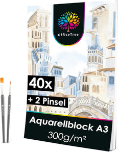 [RESIGILAT] Hartie acuarela A3 300g cu pensula si bloc pentru pictura