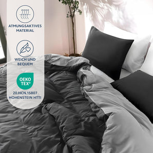 [RESIGILAT] Dreamzie Set lenjerie pat 260x240 cm, 2 fete perna 65x65 cm, Negru