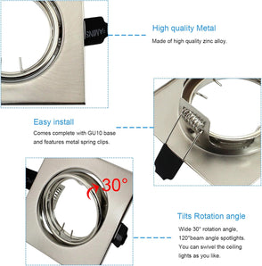 [RESIGILAT] HiBay Set 10 Spoturi LED Incastrate, 230V, Soclu GU10, Otel Inoxidabil