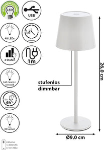 [RESIGILAT] Lampa de masa Cepewa tactila alba reglabila 9x26cm