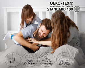 [RESIGILAT] Set lenjerie single 90x200 bumbac gri, Standard 100 Oeko-TEX
