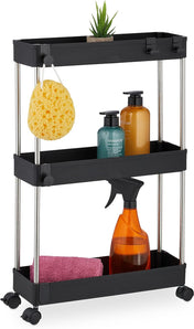 [RESIGILAT] Relaxdays Carucior, 3 niveluri, raft negru pentru bucatarie