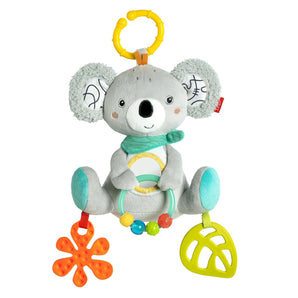 Fehn Activity-Koala – Jucărie bebeluși din pluș, cu activități pentru cărucior, pătuț și scoică – de mușcat, apucat și pentru a produce sunete – Jucărie pentru bebeluși și copii de la 3+ luni