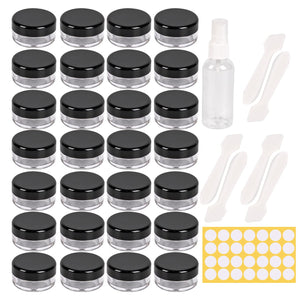 [RESIGILAT] 70 Borcane Rotunde Plastic Negru, Recipiente 5 ml, Capace