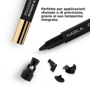 NABLA Cupid's Arrow Longwear Stylo, Negru | Stilou-creion rezistent și intens pigmentat | Versatil ca tuș, fard de pleoape sau ruj, cu textură cremoasă și confortabilă
