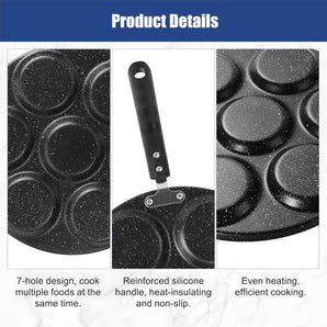 [RESIGILAT] Lazy Pan Tava Oua 7 Cani, Antiaderent, Versatila pentru Mic Dejun