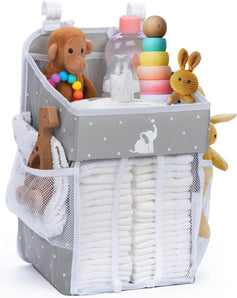 [RESIGILAT] Organizator scutece, gri cu elefant alb, 43x23x23 cm
