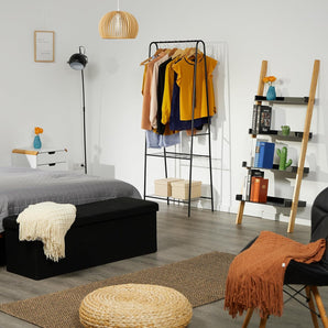 [RESIGILAT] Suport haine Relaxdays, 162x60,5x35 cm, negru, 2 rafturi