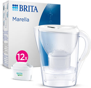 [RESIGILAT] Cană filtrantă BRITA Marella, 2,4L, alb, 12 cartușe MAXTRA PRO