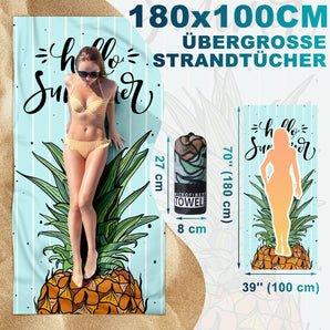 [RESIGILAT] Prosop plaja microfibra XXL cu sac depozitare ananas