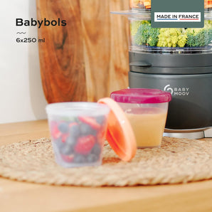 [RESIGILAT]  Set 6 recipiente pentru alimente bebeluși Babymoov Babybols, 250 ml, multicolor