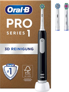 Periuta de dinti electrica Oral-B Pro Series 1 Plus Edition, cu 3 capete de periaj si 3 moduri de curatare pentru ingrijire dentara, conceputa de Braun, culoare neagra.