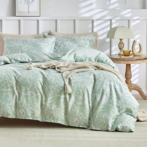 [RESIGILAT] Tokokimo Lenjerie Pat 140 x 200 cm, Design Frunze, Verde deschis