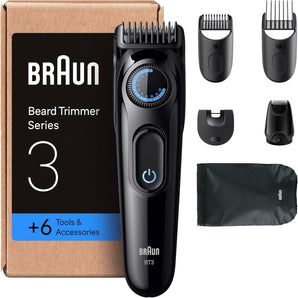 [RESIGILAT] Aparat tuns barba Braun Series 3, 6 accesorii, negru/albastru