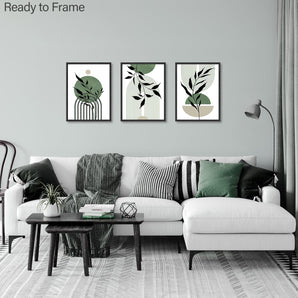 [RESIGILAT] Tablouri Abstracte Dazzlewall Salbei Verde Set 3 30x40 cm