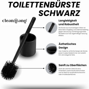 [RESIGILAT] Perie toaleta WC neagra silicon cu suport uscare rapida