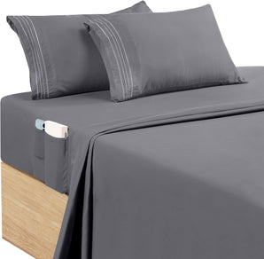 [RESIGILAT] Set lenjerii pat Utopia Bedding, 4 bucati, gri, microfibra
