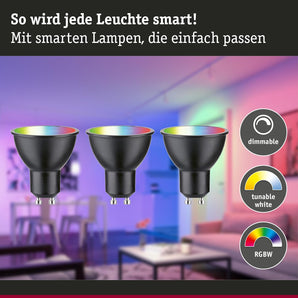 [RESIGILAT] Bec LED Paulmann GU10 3x350lm RGBW negru mat