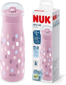 [RESIGILAT] Cana cu pai NUK Mini-Me, roz, 450 ml, pentru copii.