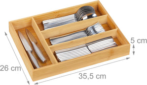 [RESIGILAT] Tava tacamuri 4 compartimente bambus 5x26x35 cm natur