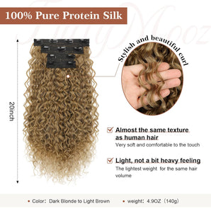 [RESIGILAT] Extensii par clip-in, 100% matase, 50 cm, crete, blond inchis