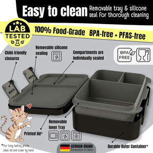 [RESIGILAT] BEARFOOT Cutie pranz copii, compartimente, negru