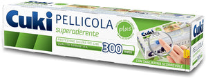 Folie Alimentară Cuki Super Aderentă, 300 Metri, cu Dispenser cu Lamă, 1 Bucată - Ideală pentru Păstrarea Prosperimii Alimentelor și Depozitare Ușoară.