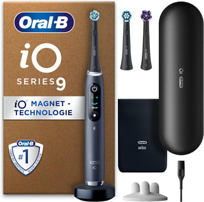 [RESIGILAT] Periuta electrica Oral-B iO Series 9 Plus, negru, 7 moduri, AI 3D tracking, etui incarcare, 3 capete incluse