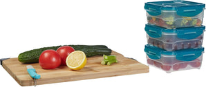 Amazon Basics Set de recipiente pentru congelator, cu capace, etanș, anti-scurgere, stivuibile, pentru frigider/congelator, fără BPA, plastic, rezistent la microunde și mașina de spălat vase, 3 x 0.8 l, incolor