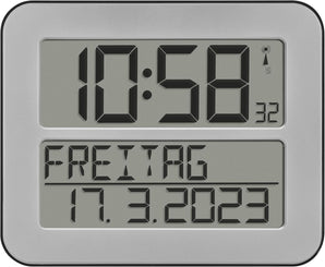 [RESIGILAT] TFA Dostmann Timeline Max, Ceas de perete digital, argintiu