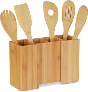 [RESIGILAT] Relaxdays Suport Tacamuri Bambus, Set 5 Linguri, Natural