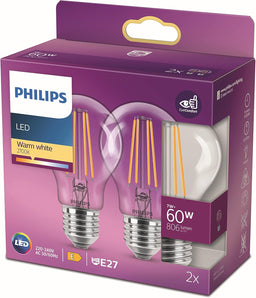 [RESIGILAT] Lampa Philips LED E27 60W Picătură Alb Cald E