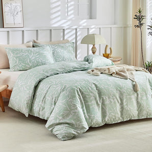 [RESIGILAT] Tokokimo Lenjerie Pat 140 x 200 cm, Design Frunze, Verde deschis