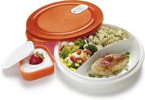 [RESIGILAT] Farfurie cuptor microunde Rotho 1.2l cu capac compartimente