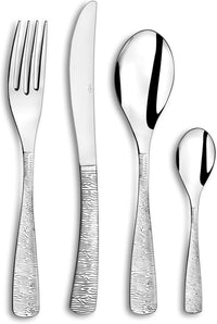 [RESIGILAT] Set tacâmuri Amefa Ethnic, 24 piese, din inox, decor martelat, gri – pentru 6 persoane