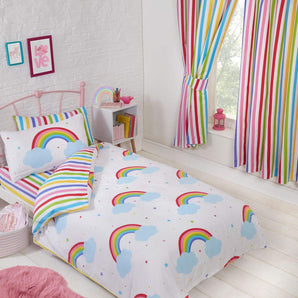 [RESIGILAT] Set lenjerie pat junior Rainbow Sky, dungi colorate, 70x140 cm, bumbac și poliester
