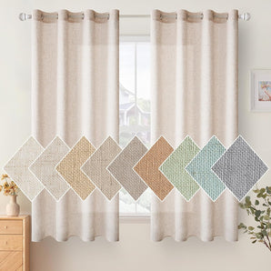 [RESIGILAT] Woaboy Perdele cu inele, model cruce, 140x160cm, alb, set 2 bucati