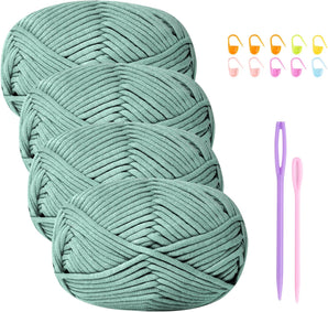[RESIGILAT] Fir de crosetat Bumbac Lana Chenille Verde Sage 4X50g