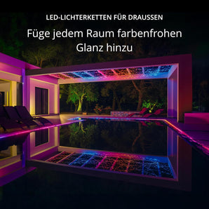 Twinkly Strings 600 LED RGB+ Weiß, LED-Lichterkette, Smarte LEDs für den Innen- und Außenbereich, Kompatibel mit Alexa und Google Home, IP44, App-Steuerung, Schwarzes Kabel, 48m