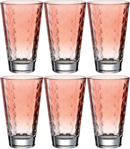 [RESIGILAT] Set 6 pahare Leonardo OPTIC 300 ml, sticlă colorată portocaliu-roșu, lavabile în mașina de spălat vase