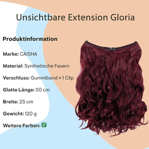 [RESIGILAT] Extensie păr ondulat sintetic roșu burgundy cu elastic și clip, 50 cm – ușor de atașat și rezistentă la căldură