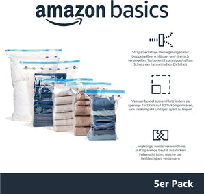 [RESIGILAT] Pungi de vid Amazon Basics medii, pachet de 5, transparente.