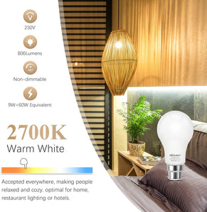 [RESIGILAT] Lampa LED B22 9W alb cald, set de 6 bucati