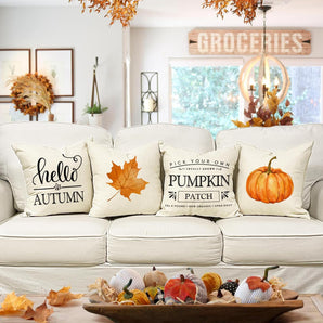 [RESIGILAT] YCOLL Husa de perna, 40 x 40 cm, Set 4 huse, Dovleac toamna