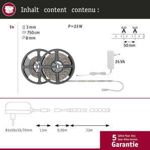 [RESIGILAT] Banda LED Paulmann mpLED Strip Set 7,5 m, 20W, Alb Cald, Clasa G