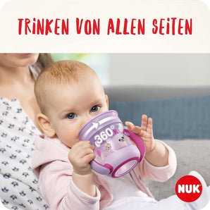 [RESIGILAT] Cana NUK Mini Magic Cup roz, 160 ml, 6+ luni, anti-scurgere.