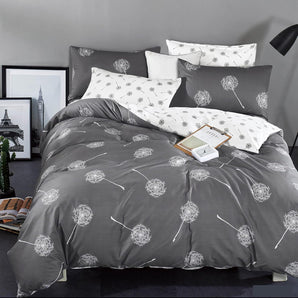[RESIGILAT] Lenjerie de pat gri alb 200x200 bumbac reversibila